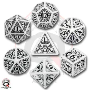 DADOS Q-WORKSHOP SET DE 7: STEAMPUNK WHITE-BLACK