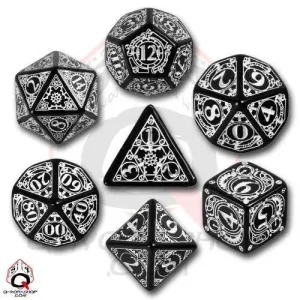 DADOS Q-WORKSHOP SET DE 7: STEAMPUNK BLACK-WHITE
