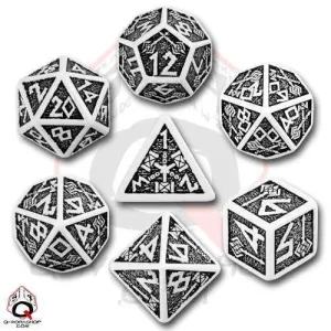 DADOS Q-WORKSHOP SET DE 7: DWARVEN WHITE-BLACK