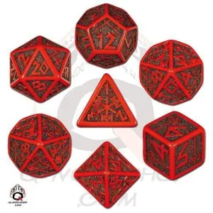 DADOS Q-WORKSHOP SET DE 7: DWARVEN RED-BLACK