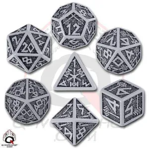 DADOS Q-WORKSHOP SET DE 7: DWARVEN GREY-BLACK