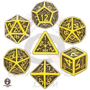 DADOS Q-WORKSHOP SET DE 7: DWARVEN YELLOW-BLACK