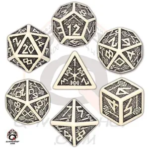 DADOS Q-WORKSHOP SET DE 7: DWARVEN BEIGE-BLACK