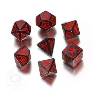 DADOS Q-WORKSHOP SET DE 7: TRIBAL BLACK / RED