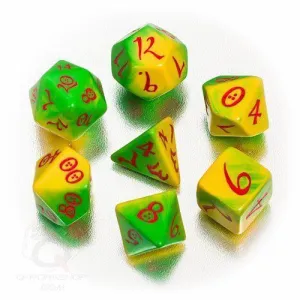 DADOS Q-WORKSHOP SET DE 7: YELLOW-GREEN-RED CLASSIC