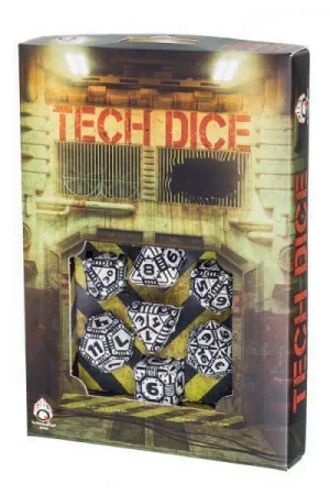DADOS Q-WORKSHOP SET DE 7: TECH DICE WHITE-BLACK