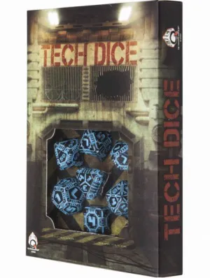DADOS Q-WORKSHOP SET DE 7: TECH DICE BLUE-BLACK