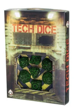 DADOS Q-WORKSHOP SET DE 7: TECH DICE GREEN-BLACK