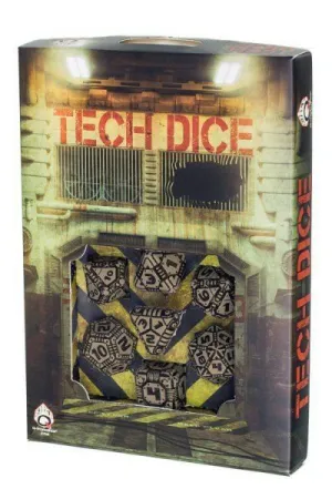 DADOS Q-WORKSHOP SET DE 7: TECH DICE BEIGE-BLACK
