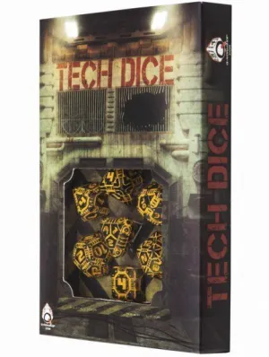 DADOS Q-WORKSHOP SET DE 7: TECH DICE BLACK-ORANGE