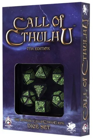 DADOS Q-WORKSHOP: CALL OF CTHULHU 7TH EDITION DICE SET BLACK / GREEN