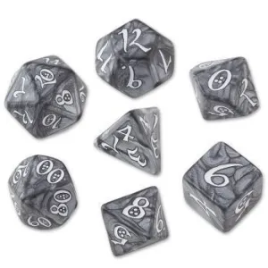 DADOS Q-WORKSHOP SET DE 7: SMOKY-WHITE CLASSIC