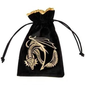 BOLSA DADOS Q-WORKSHOP DRAGON BLACK & GOLDEN VELOUR DICE BAG