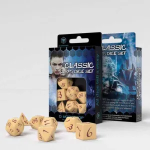 DADOS Q-WORKSHOP SET DE 7 CLASSIC RPG BEIS Y BORGOÑA