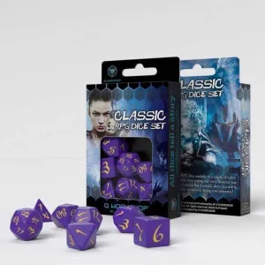 DADOS Q-WORKSHOP SET DE 7 CLASSIC RPG VIOLETA Y AMARILLO