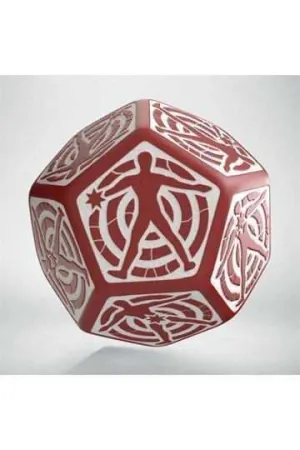 DADO RPG LOCALIZACION DE DAÑO D12 ROJO Y BLANCO