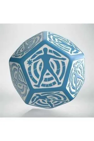 DADO RPG LOCALIZACION DE DAÑO D12 AZUL Y BLANCO