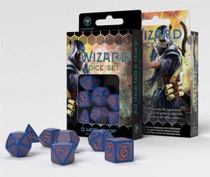 DADOS Q-WORKSHOP SET DE 7 WIZARD AZUL OSCURO Y NARANJA