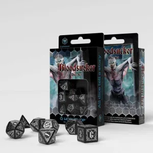 DADOS Q-WORKSHOP SET DE 7 BLOODSUCKER NEGRO Y PLATA