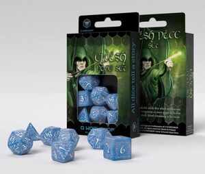 DADOS Q-WORKSHOP SET DE 7 ELVISH GLACIER Y BLANCO