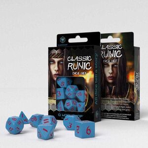 DADOS Q-WORKSHOP SET DE 7 CLASSIC RPG RUNIC ROJO Y AZUL