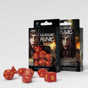 DADOS Q-WORKSHOP SET DE 7 CLASSIC RPG RUNIC ROJO Y AMARILLO