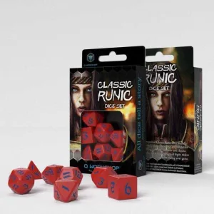 DADOS Q-WORKSHOP SET DE 7 CLASSIC RPG RUNIC ROJO Y AZUL
