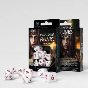 DADOS Q-WORKSHOP SET DE 7 CLASSIC RPG RUNIC BLANCO Y ROJO