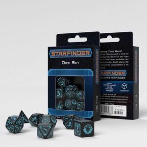 DADOS Q-WORKSHOP SET DE 7 STARFINDER NEGRO Y AZUL