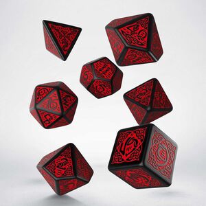 DADOS Q-WORKSHOP SET DE 7 CELTIC 3D REVISED NEGRO Y ROJO