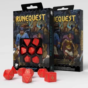 DADOS Q-WORKSHOP SET DE 7 RUNEQUEST ROJO Y DORADO