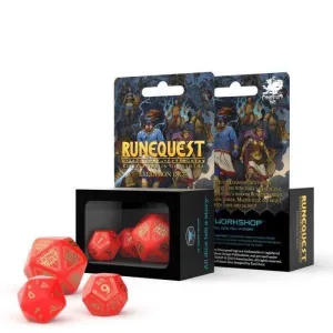 DADOS Q-WORKSHOP SET DE 3 RUNEQUEST ROJO Y DORADO