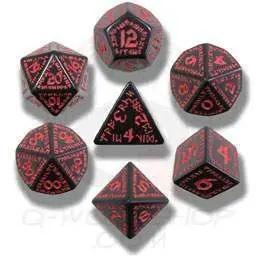 DADOS Q-WORKSHOP SET DE 7: RUNICOS BLACK-RED
