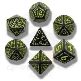 DADOS Q-WORKSHOP SET DE 7: RUNICOS BLACK-YELLOW