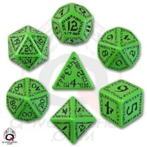 DADOS Q-WORKSHOP SET DE 7: RUNICOS GREEN-BLACK