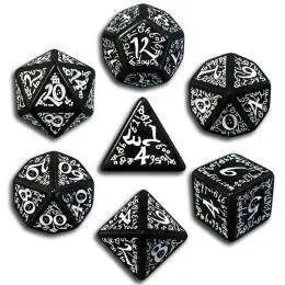 DADOS Q-WORKSHOP SET DE 7: ELFICOS BLACK-WHITE