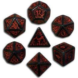 DADOS Q-WORKSHOP SET DE 7: ELFICOS BLACK-RED