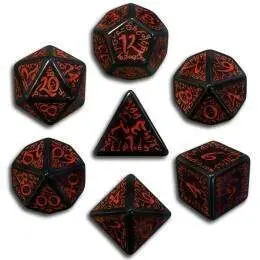 DADOS Q-WORKSHOP SET DE 7: ELFICOS BLACK-RED