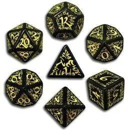 DADOS Q-WORKSHOP SET DE 7: ELFICOS BLACK-YELLOW