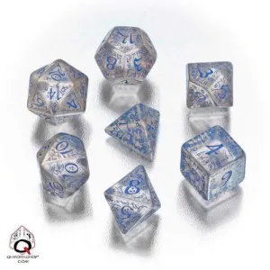 DADOS Q-WORKSHOP SET DE 7: ELFICOS TRANSPARENT-BLUE