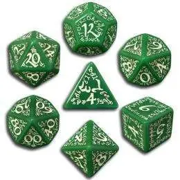 DADOS Q-WORKSHOP SET DE 7: ELFICOS GREEN-WHITE