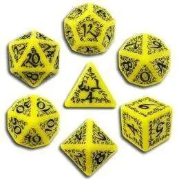 DADOS Q-WORKSHOP SET DE 7: ELFICOS YELLOW-BLACK