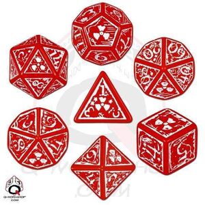 DADOS Q-WORKSHOP SET DE 7: NUKE RED-WHITE