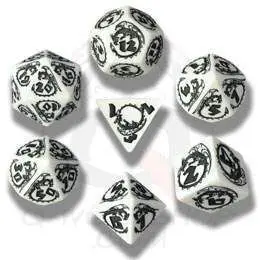 DADOS Q-WORKSHOP SET DE 7: DRAGONS WHITE-BLACK