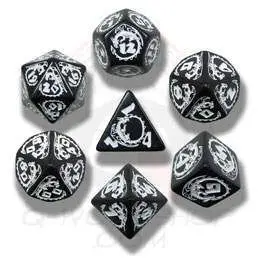 DADOS Q-WORKSHOP SET DE 7: DRAGONS BLACK-WHITE