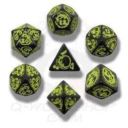 DADOS Q-WORKSHOP SET DE 7: DRAGONS BLACK-YELLOW