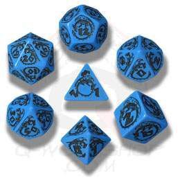 DADOS Q-WORKSHOP SET DE 7: DRAGONS BLUE-BLACK