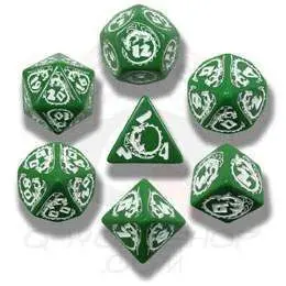 DADOS Q-WORKSHOP SET DE 7: DRAGONS GREEN-WHITE
