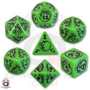 DADOS Q-WORKSHOP SET DE 7: DRAGONS GREEN-BLACK