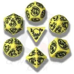 DADOS Q-WORKSHOP SET DE 7: DRAGONS YELLOW-BLACK